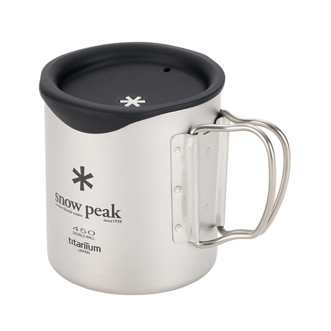 SNOW PEAK DOUBLE MUG 450ML SILICONE LID